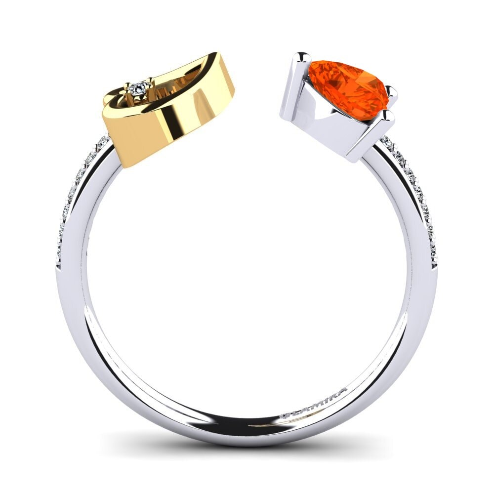 18ct White & Yellow Gold Fire Opal Ring Ellura