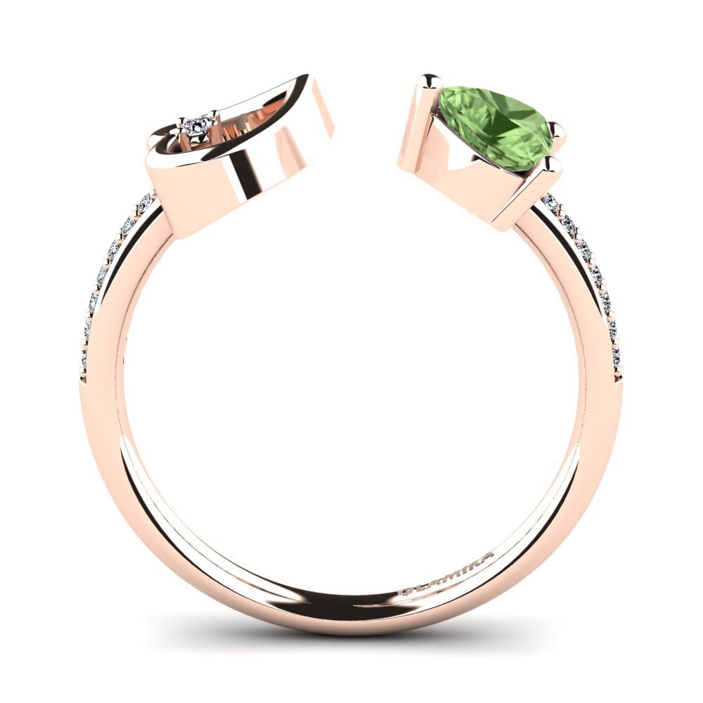 Corazón Zafiro Verde Anillo Ellura
