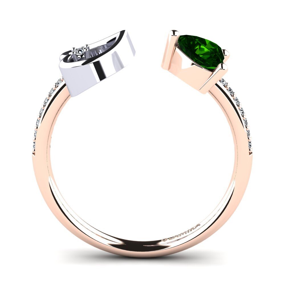 18ct Rose & White Gold Green Tourmaline Ring Ellura