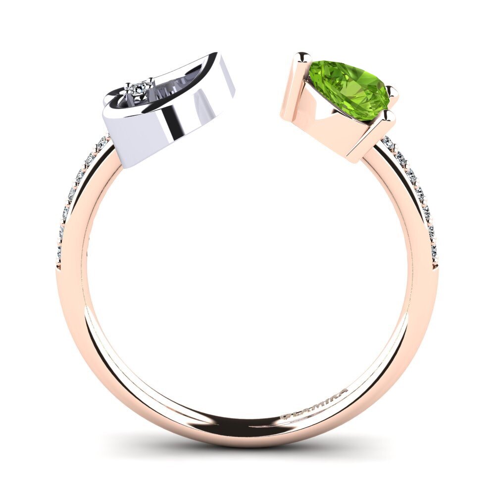 18ct Rose & White Gold Peridot Ring Ellura