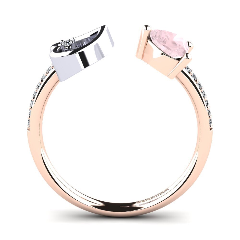 18ct Rose & White Gold Rose Quartz Ring Ellura