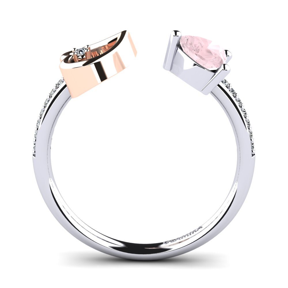18ct White & Rose Gold Rose Quartz Ring Ellura