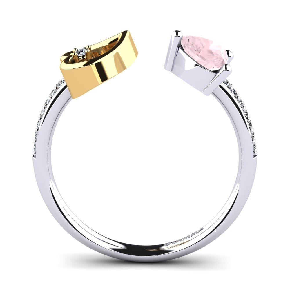 18ct White & Yellow Gold Rose Quartz Ring Ellura