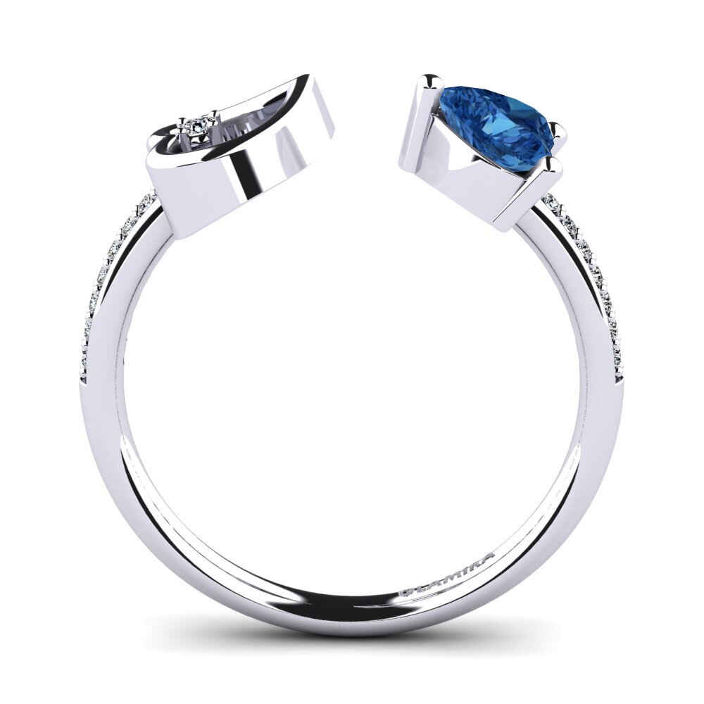 Zircone Blu Scuro Anello Ellura