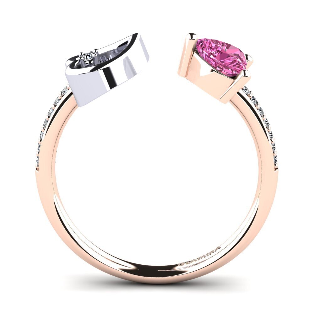 18ct Rose & White Gold Pink Topaz Ring Ellura
