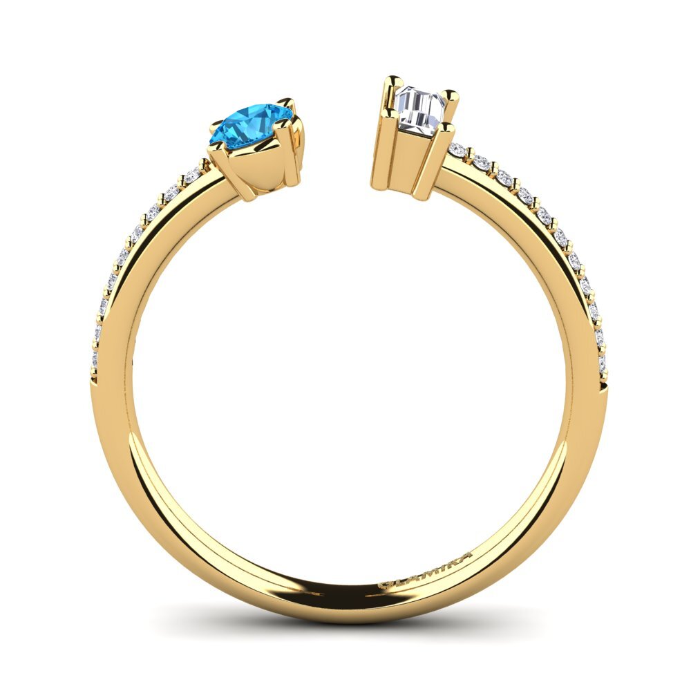 9ct Yellow Gold Blue Topaz Ring Elly