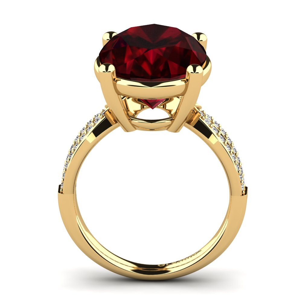 14k Oro Amarillo Granate Anillo Elnora