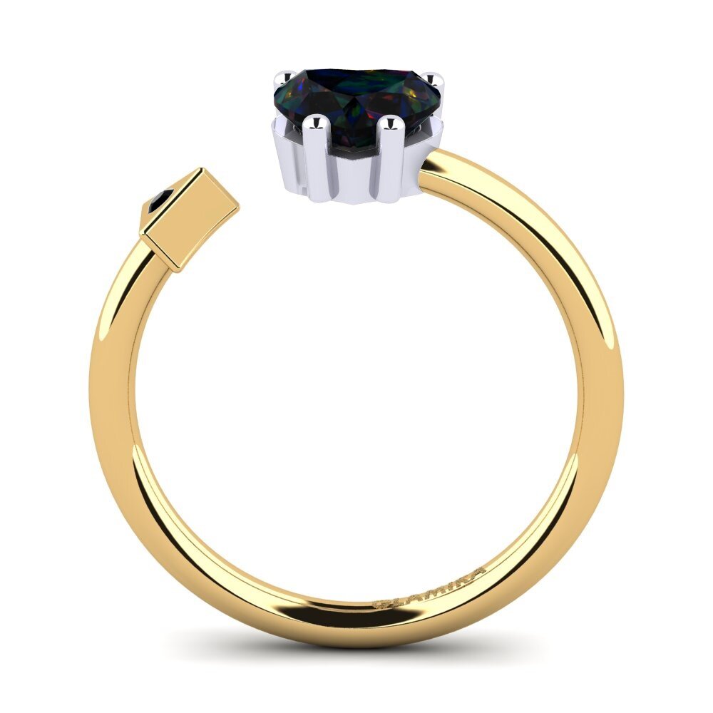 18ct Yellow & White Gold Black Opal Ring Elodie