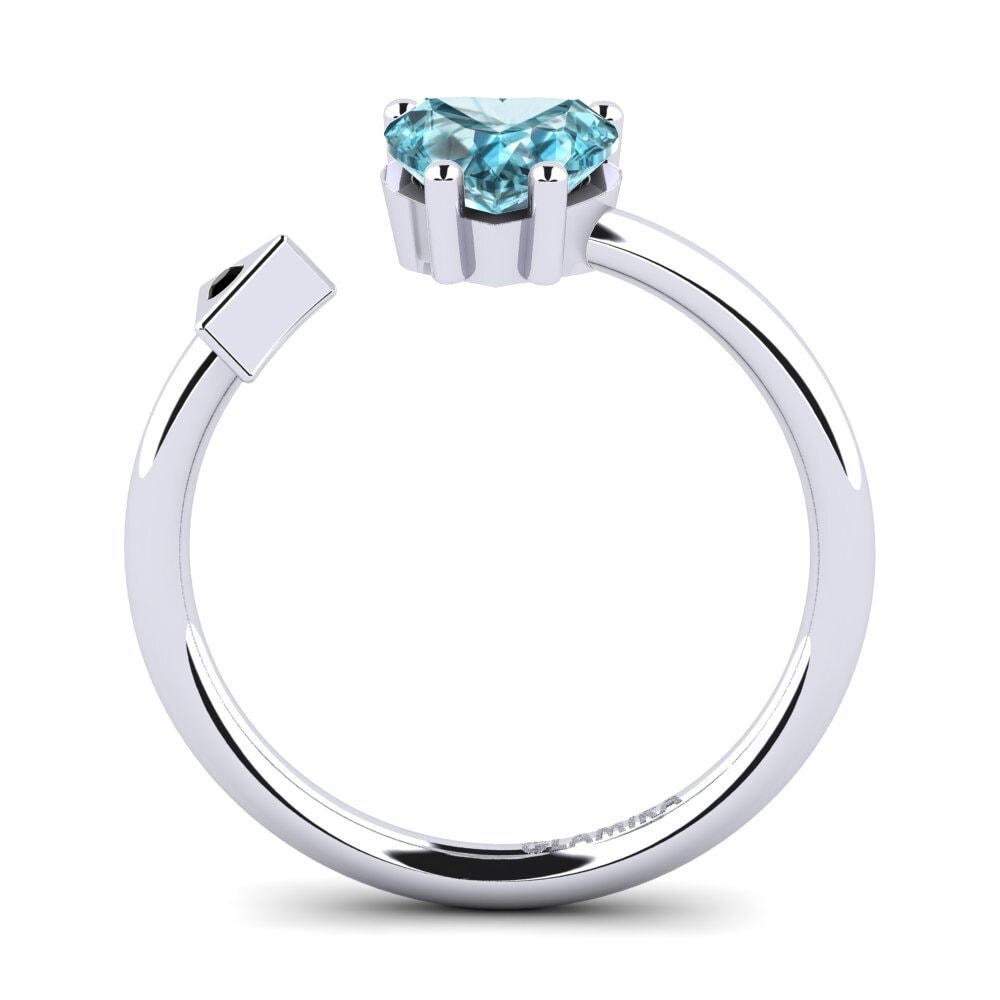 White Silver Blue Zircon Ring Elodie