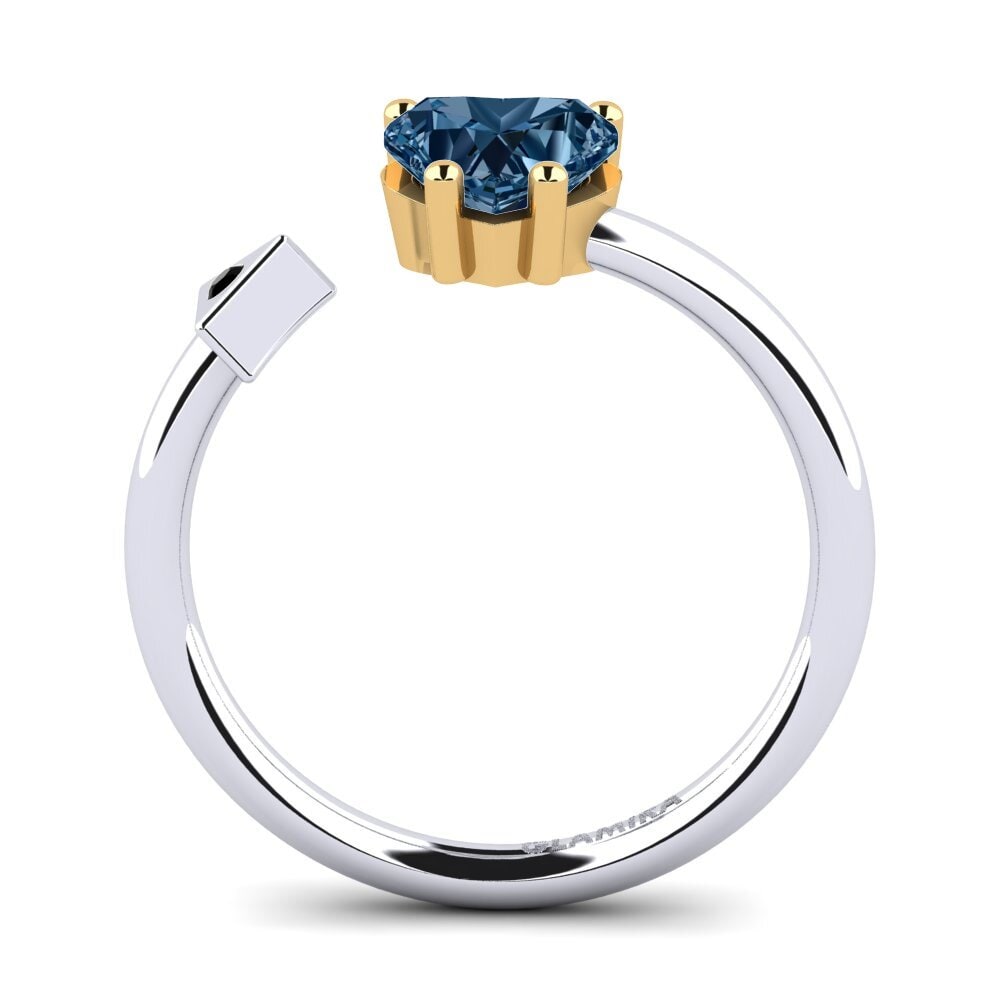 18ct White & Yellow Gold Blue Diamond Ring Elodie
