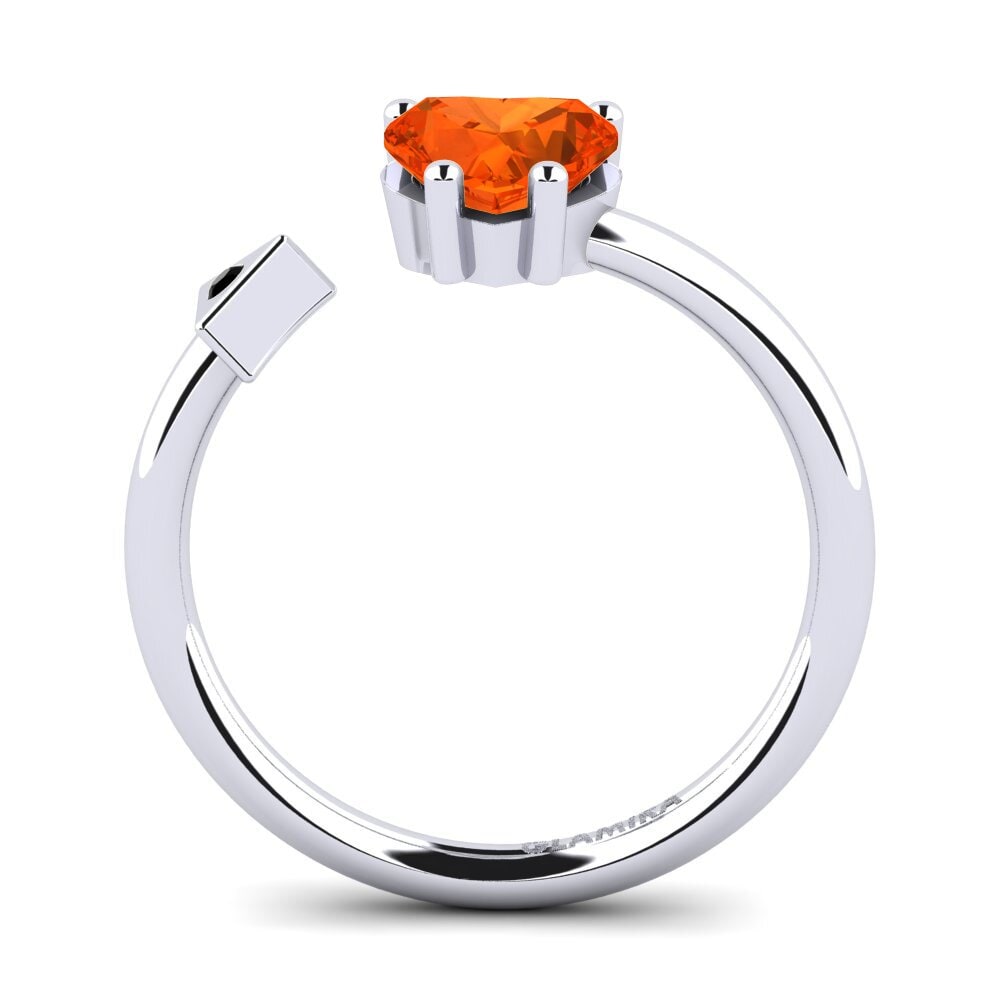 White Silver Fire Opal Ring Elodie