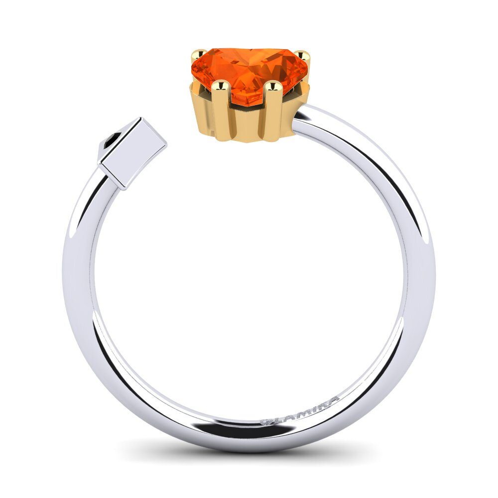 18ct White & Yellow Gold Fire Opal Ring Elodie