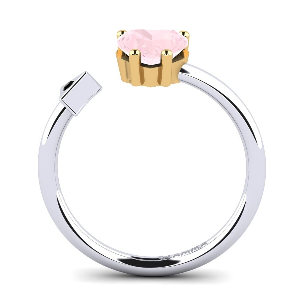 18ct White & Yellow Gold Rose Quartz Ring Elodie