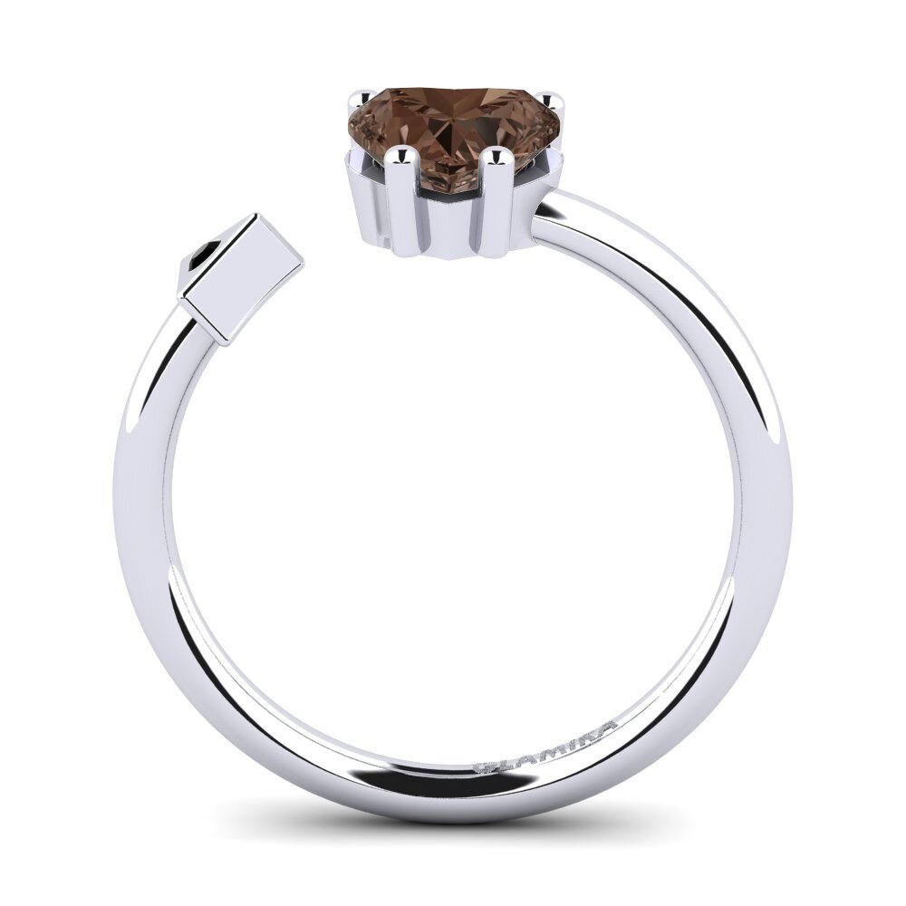 White Silver Smoky Quartz Ring Elodie