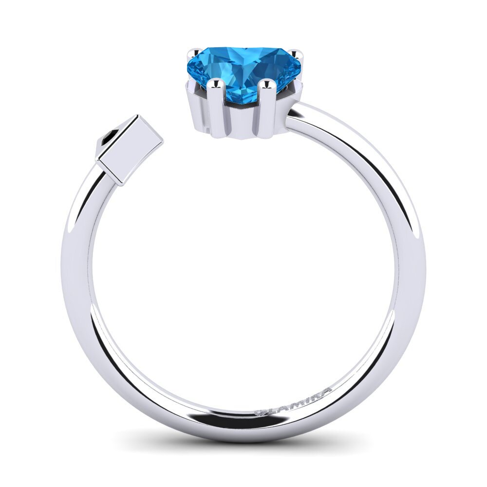 White Silver Blue Topaz Ring Elodie