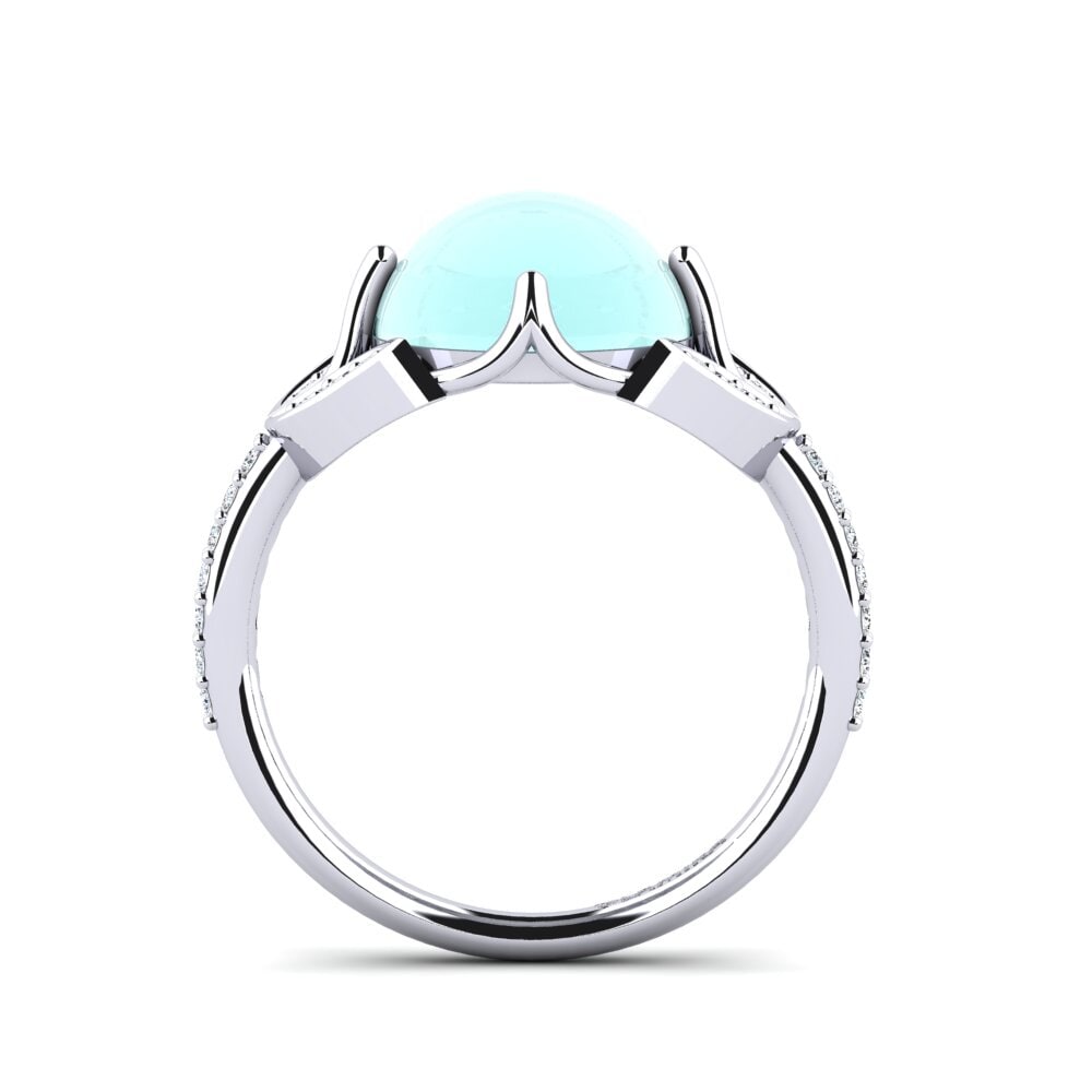 Paladio 950 Aguamarina Cabujón Anillo Emersyn