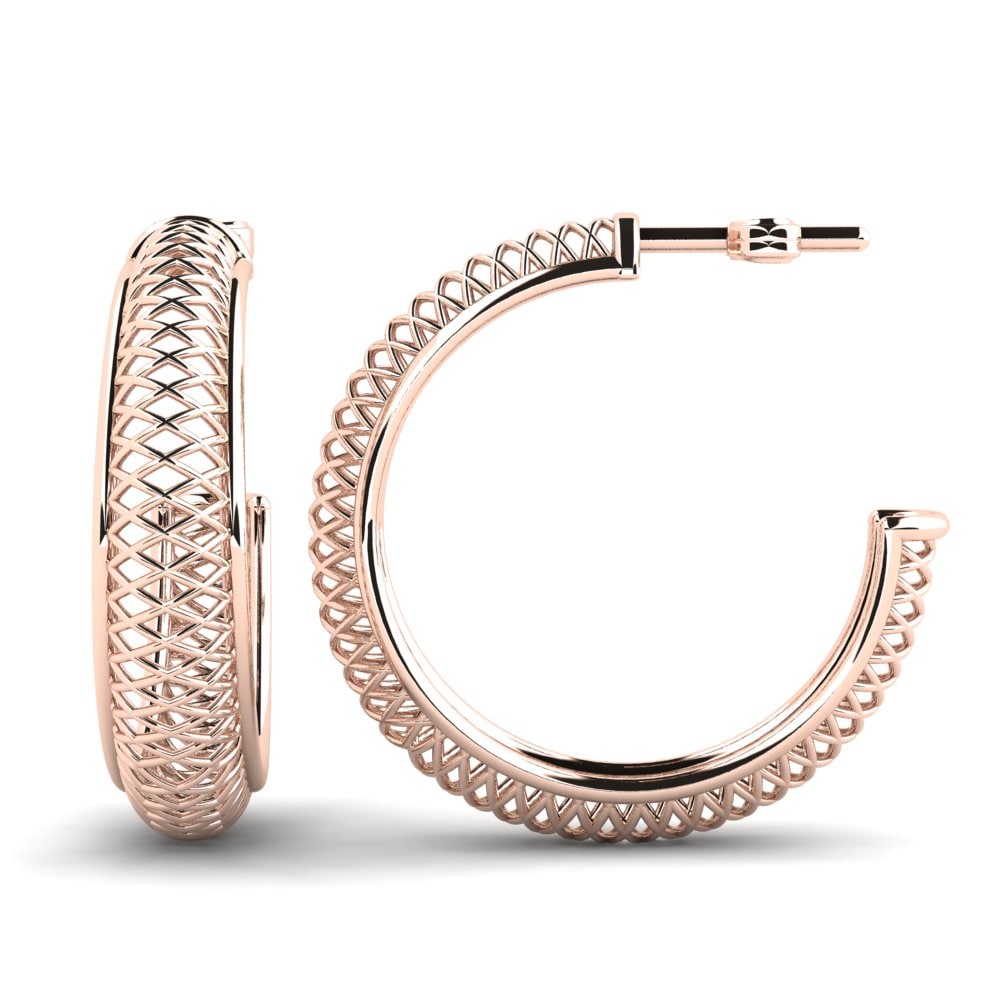 14k Oro Rosa Pendientes Encastre