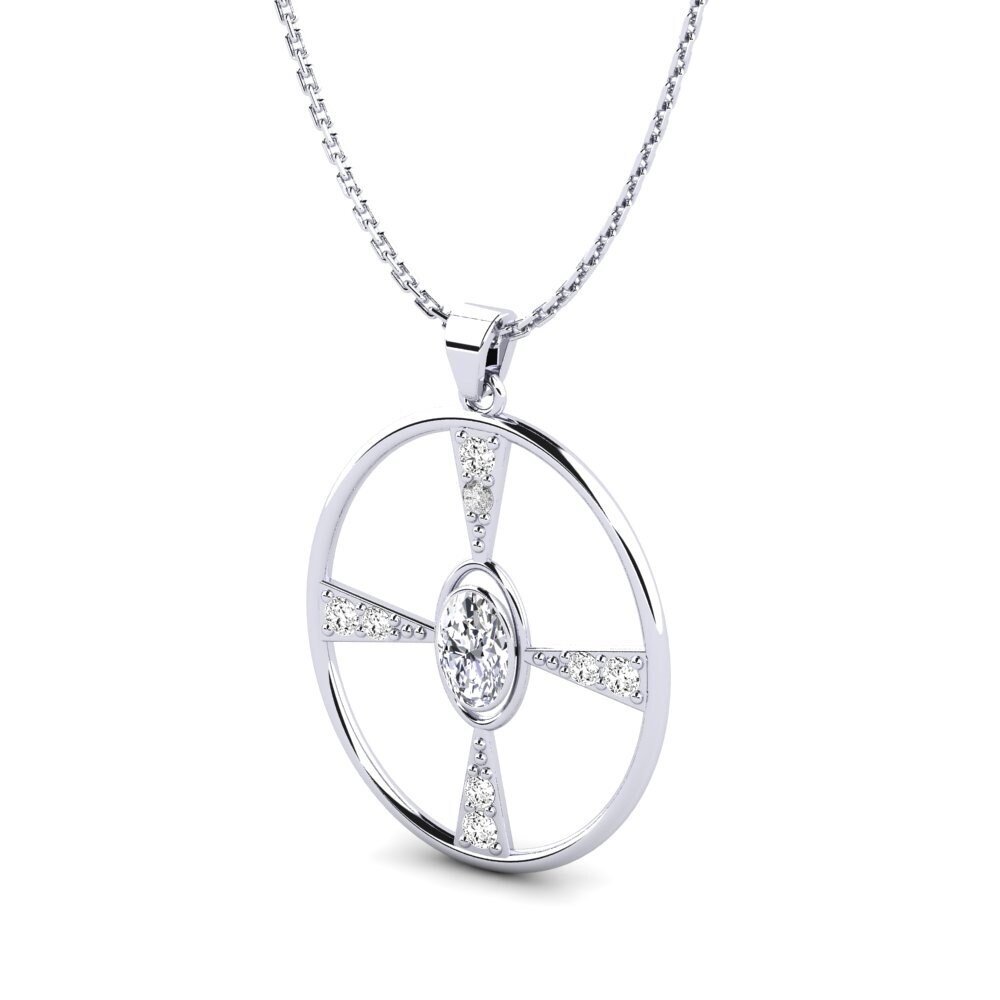 Pendentif Ovale En Moissanite 1 Carat VVS2 E - Finition Or Jaune Sur Argent 925 - Mantra Diamond - Neuf Avec Écrin