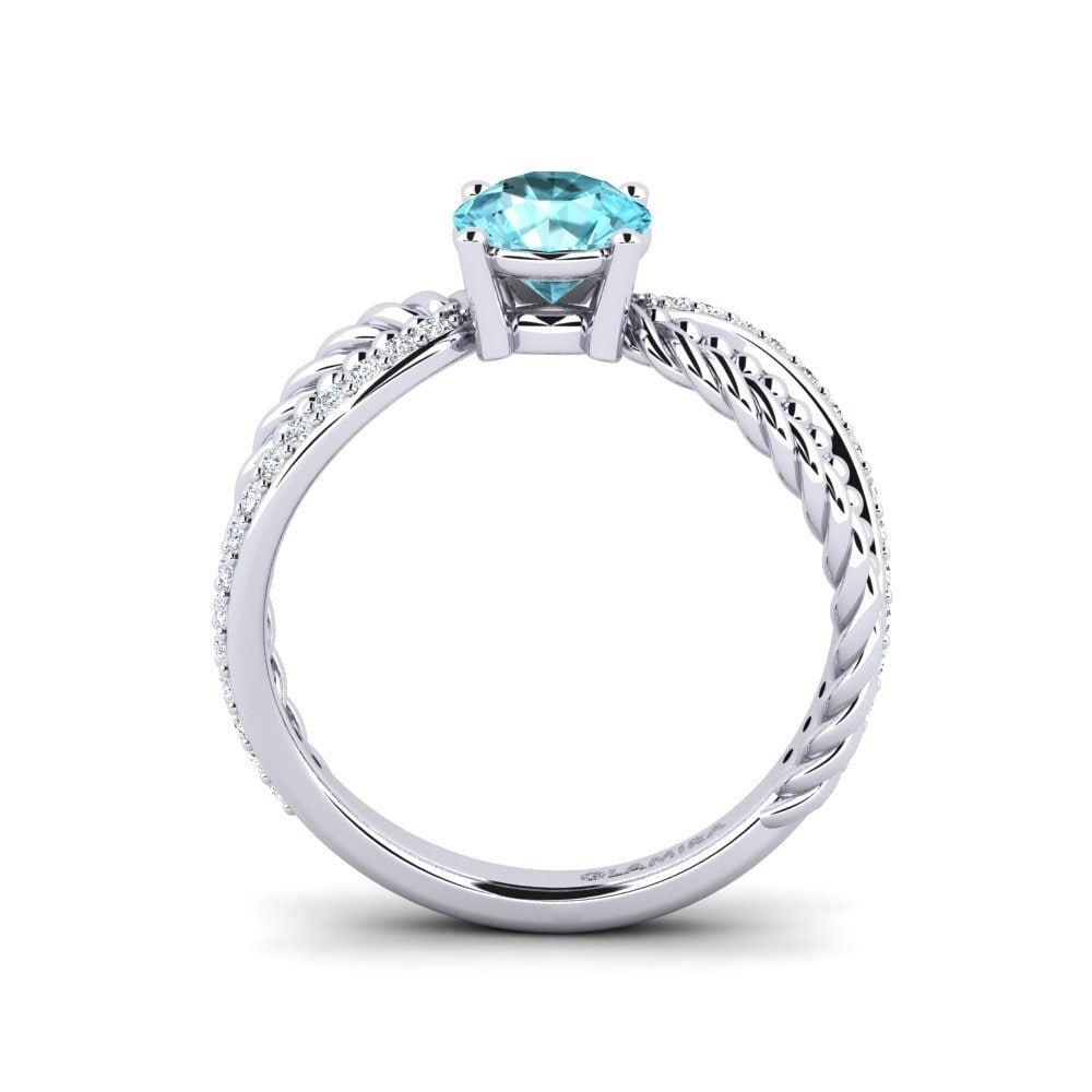 Round Blue Zircon Women's Ring Enpli