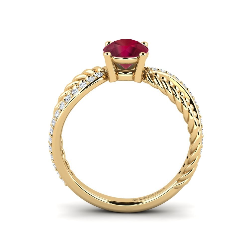 14ct Yellow Gold Ruby Women's Ring Enpli