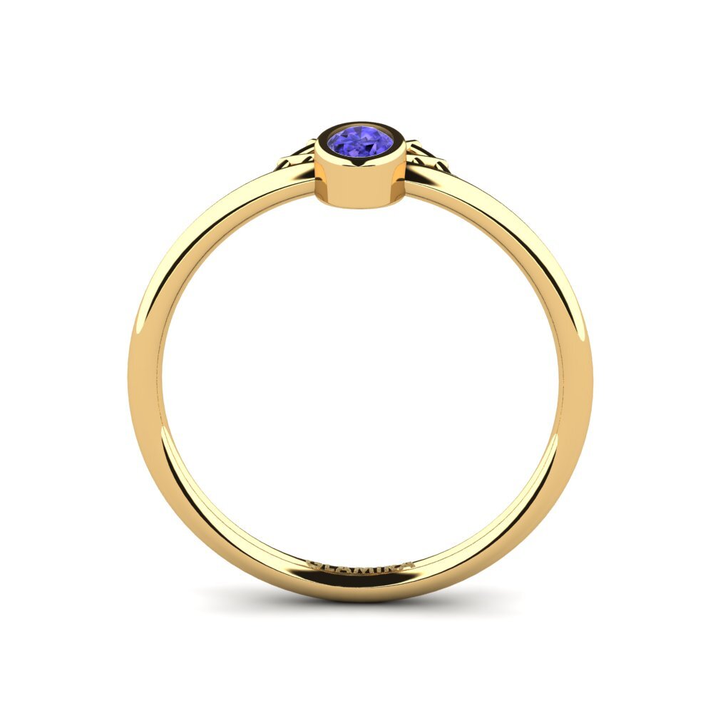 18k Oro Amarillo Tanzanita Anillo de compromiso Envy