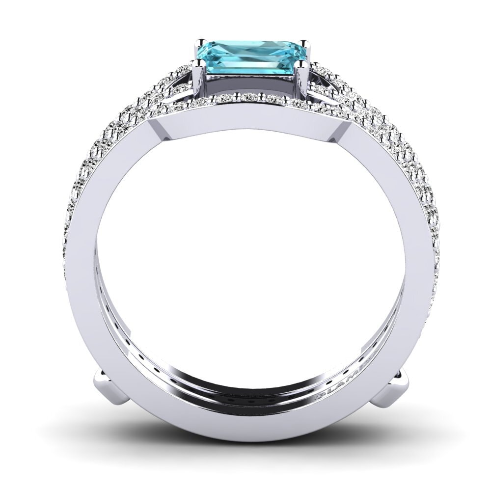 Esmeralda Zircão Azul Anel Epect SET