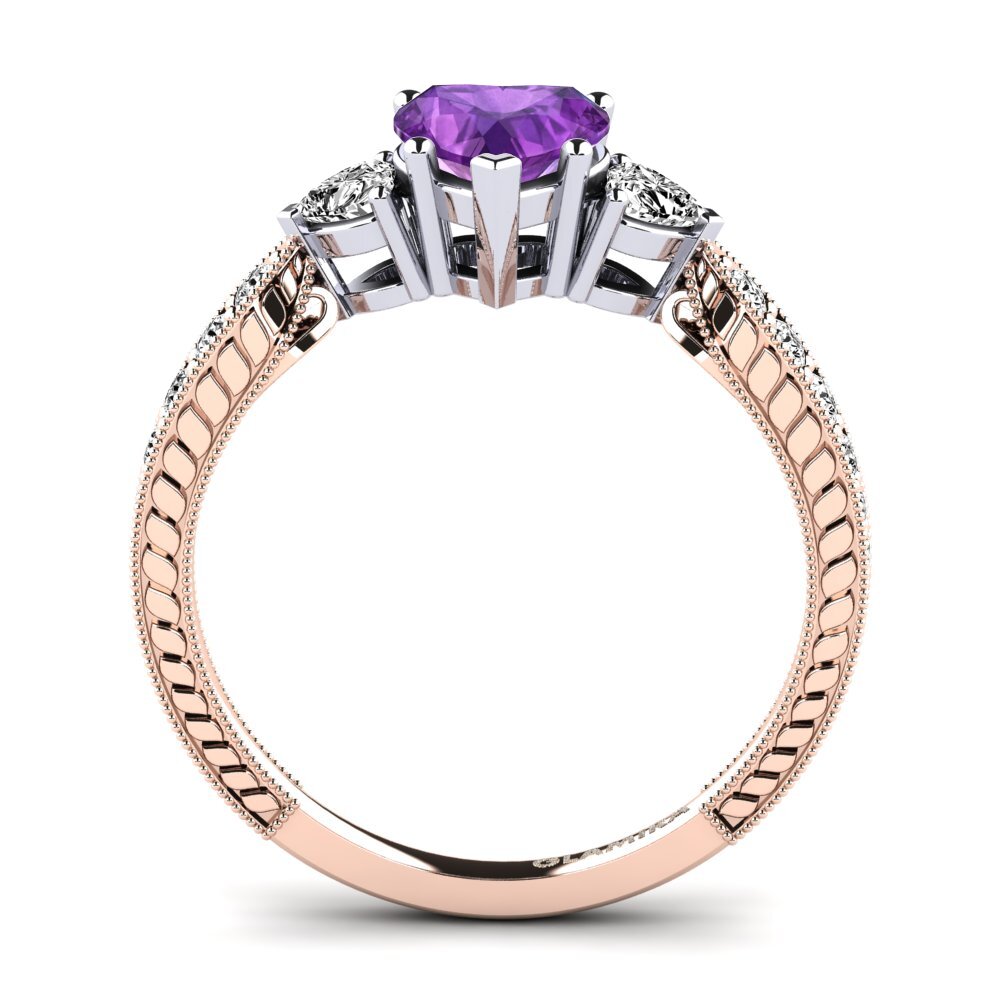14ct Rose / White Gold Amethyst Engagement Ring Erica