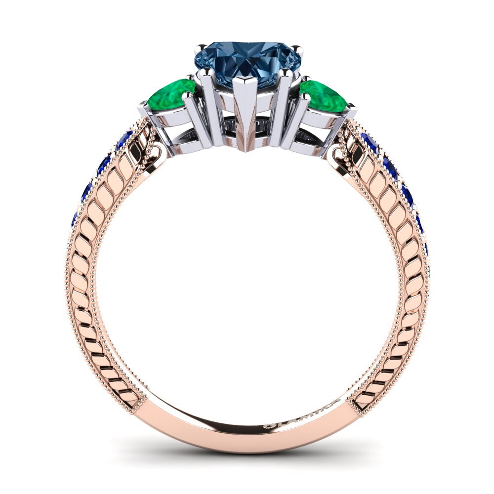 14ct Rose / White Gold Blue Diamond Engagement Ring Erica