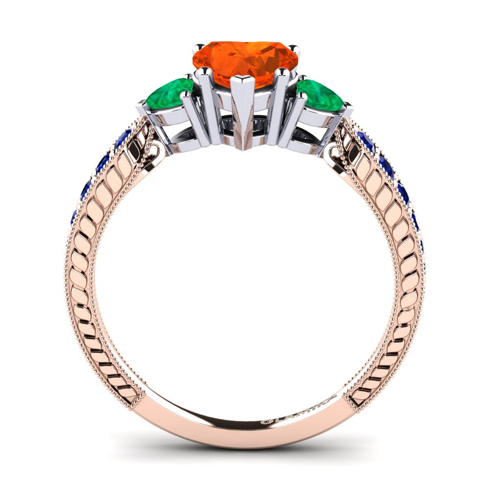 14ct Rose / White Gold Fire-Opal Engagement Ring Erica
