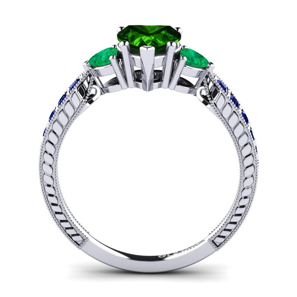 18ct White Gold Green Tourmaline Engagement Ring Erica