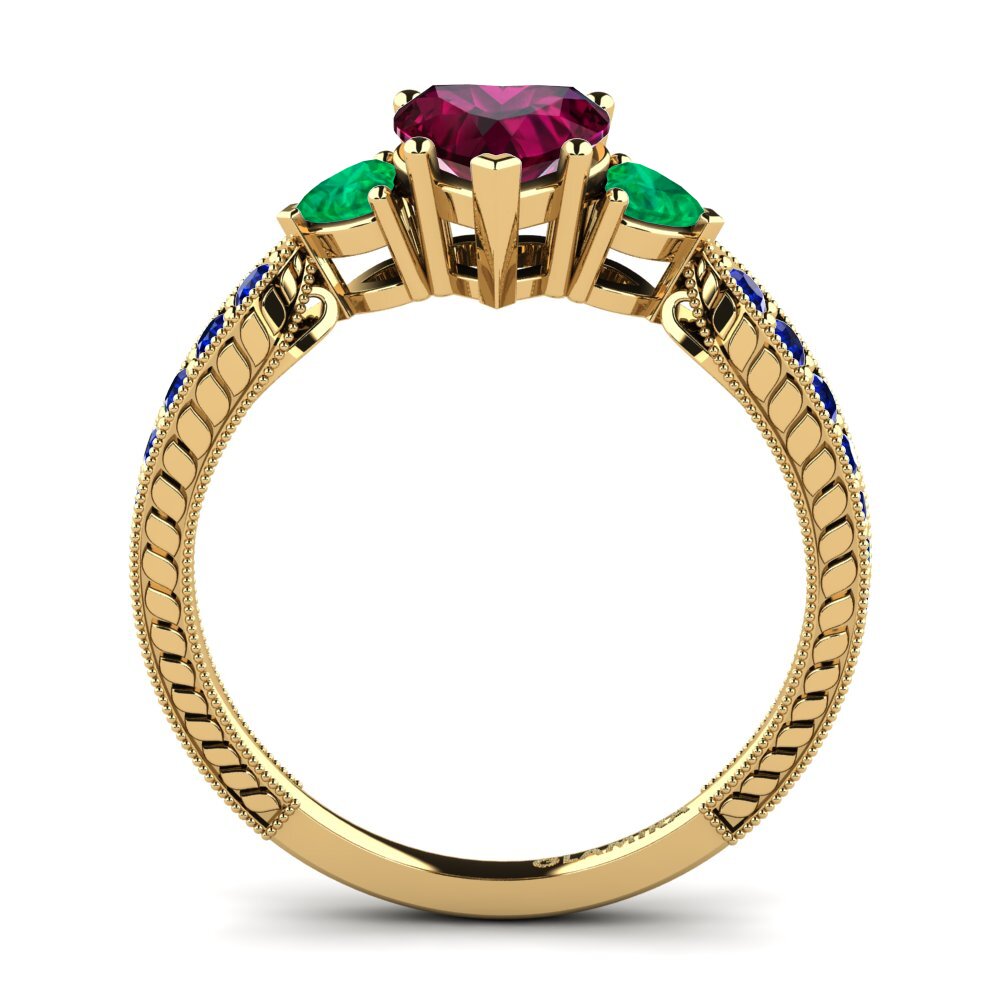 14ct Yellow Gold Rhodolite Garnet Engagement Ring Erica