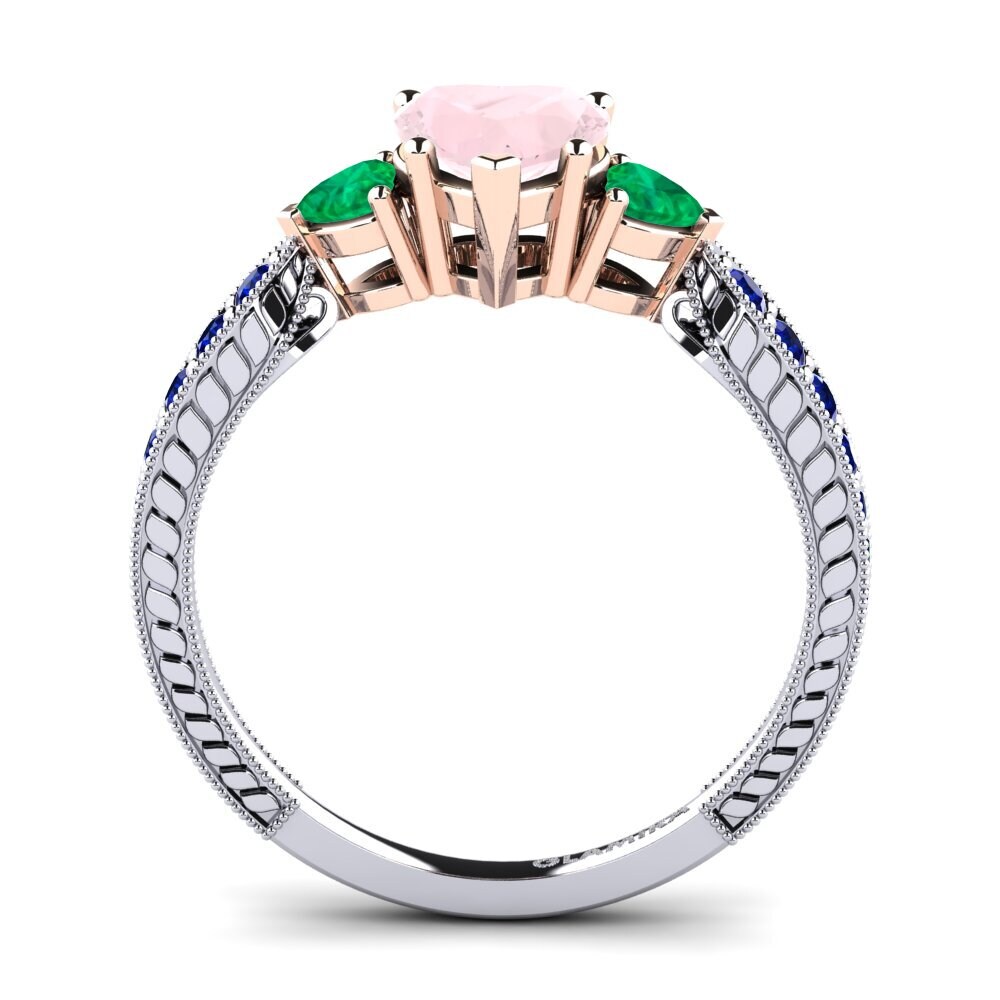 14ct White / Rose Gold Rose Quartz Engagement Ring Erica