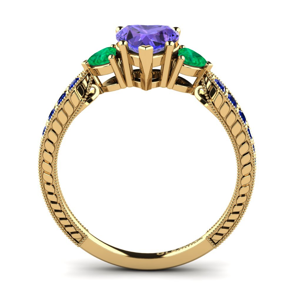 14ct Yellow Gold Tanzanite Engagement Ring Erica