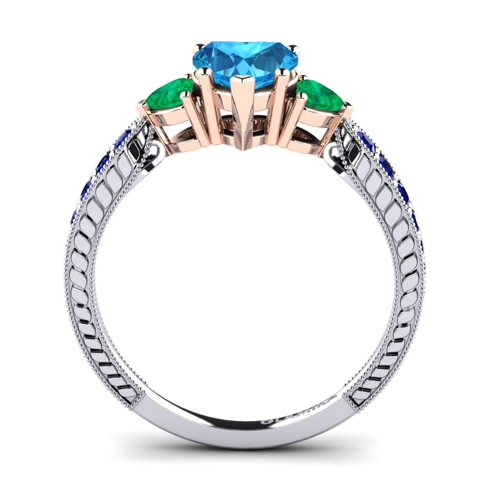 14ct White / Rose Gold Blue Topaz Engagement Ring Erica