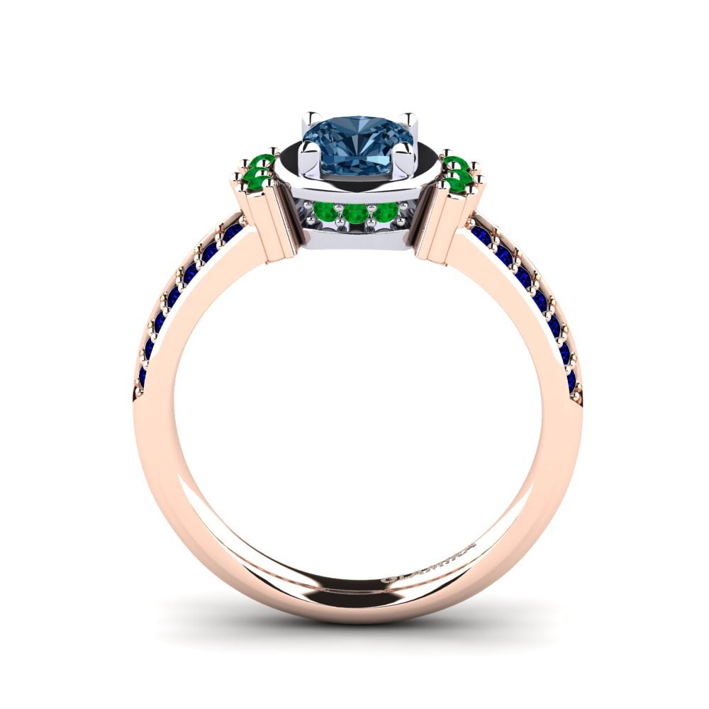 14ct Rose / White Gold Blue Diamond Engagement Ring Ericeira