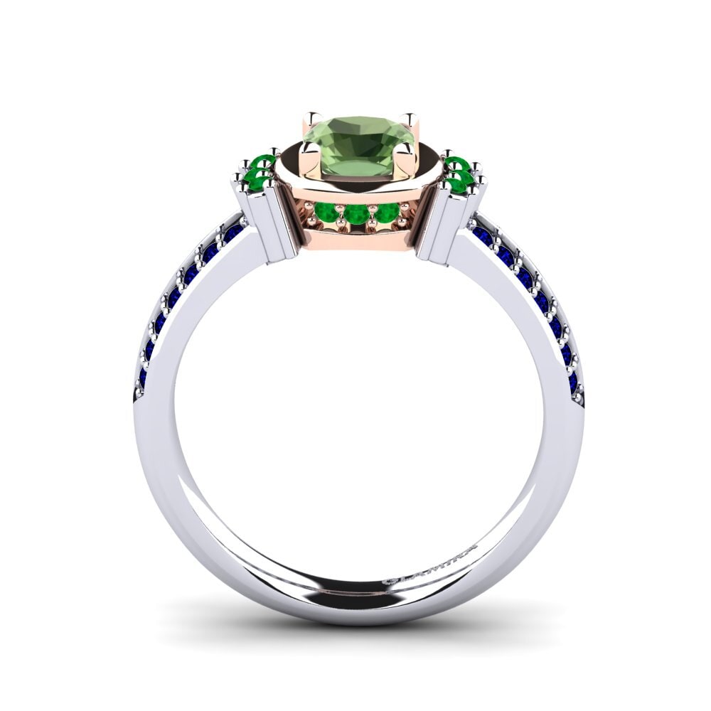 14ct White / Rose Gold Green Sapphire Engagement Ring Ericeira