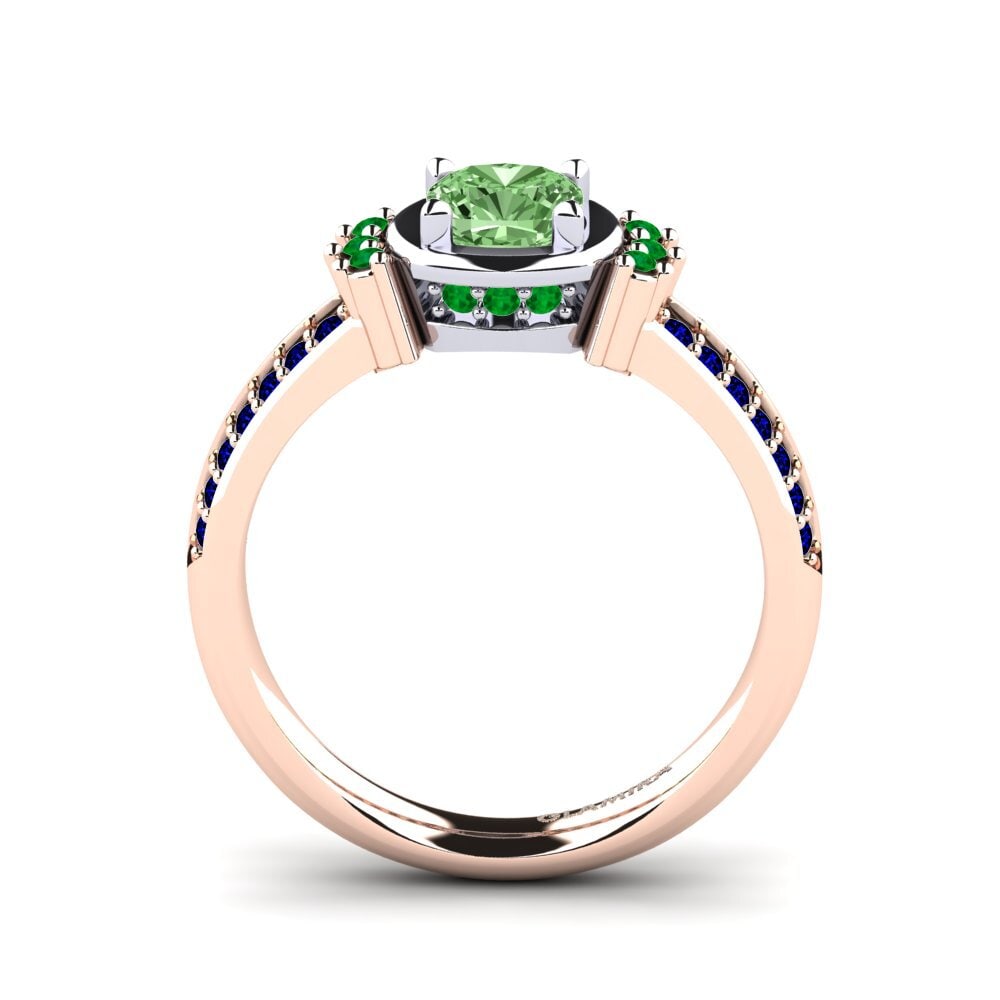 14ct Rose / White Gold Green Diamond Engagement Ring Ericeira