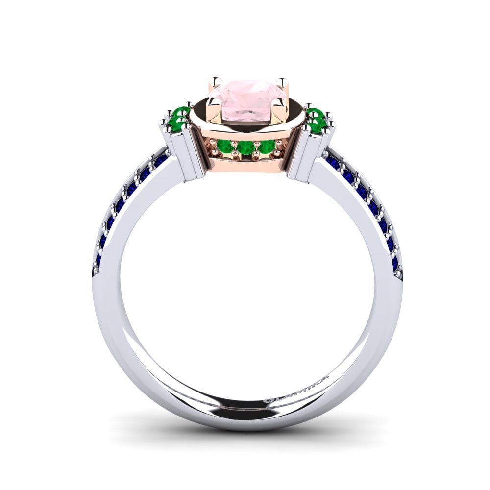 14ct White / Rose Gold Rose Quartz Engagement Ring Ericeira