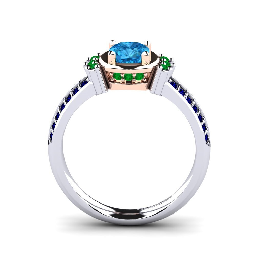 14ct White / Rose Gold Blue Topaz Engagement Ring Ericeira