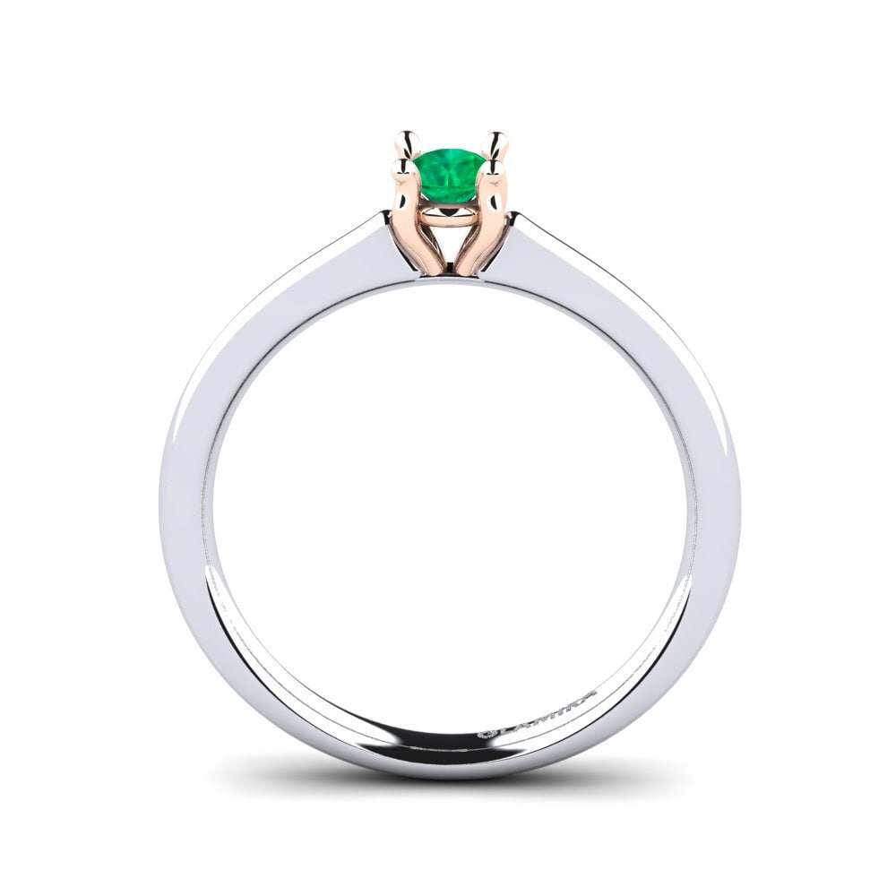 14ct White & Rose Gold Emerald Women's Ring Ersilia