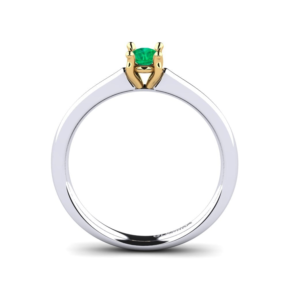 14ct White & Yellow Gold Emerald Women's Ring Ersilia