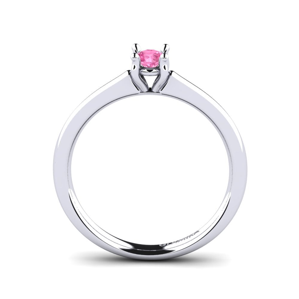 White Silver Pink Sapphire Women's Ring Ersilia