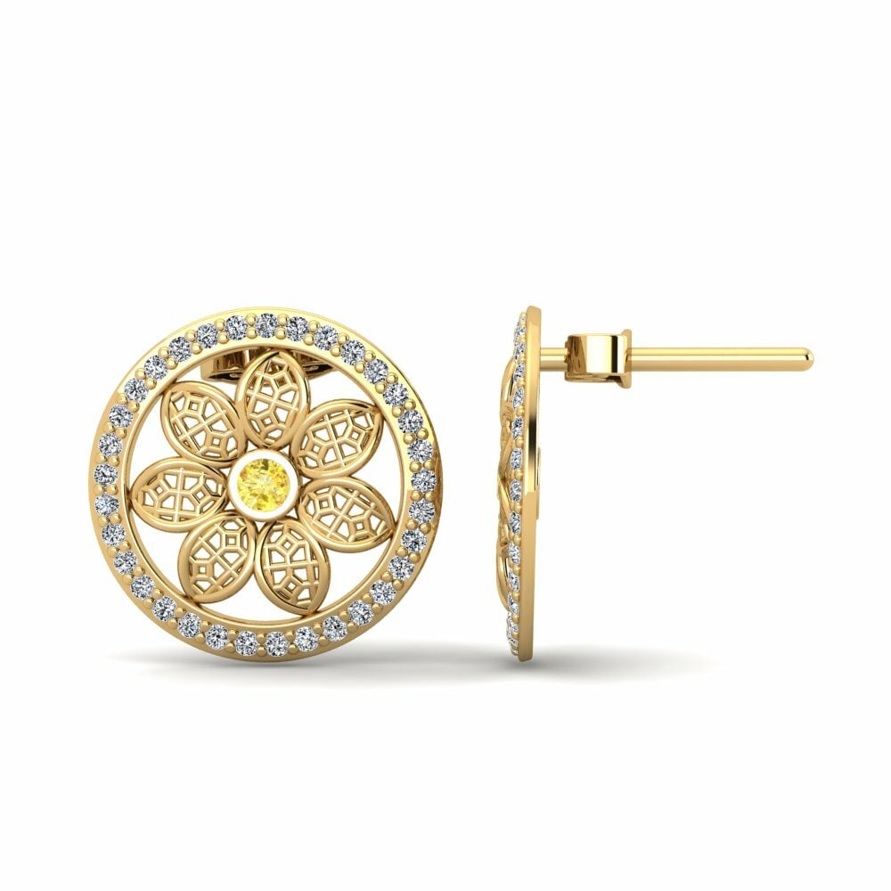 Saphir Jaune Boucle d'oreille femme Espresso