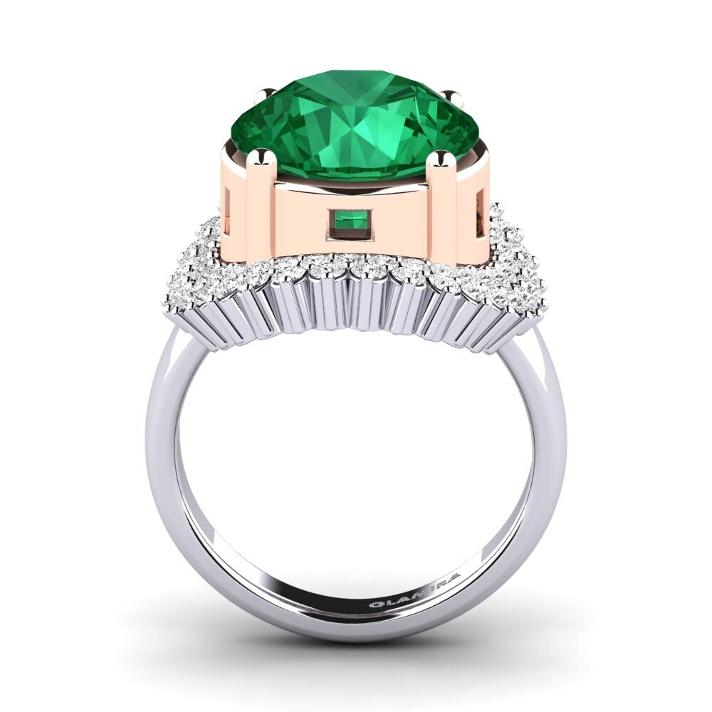 18ct White & Rose Gold Emerald (Lab Created) Ring Evan