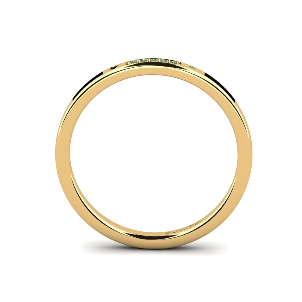 18ct Yellow Gold Green Diamond Men's Ring Expai