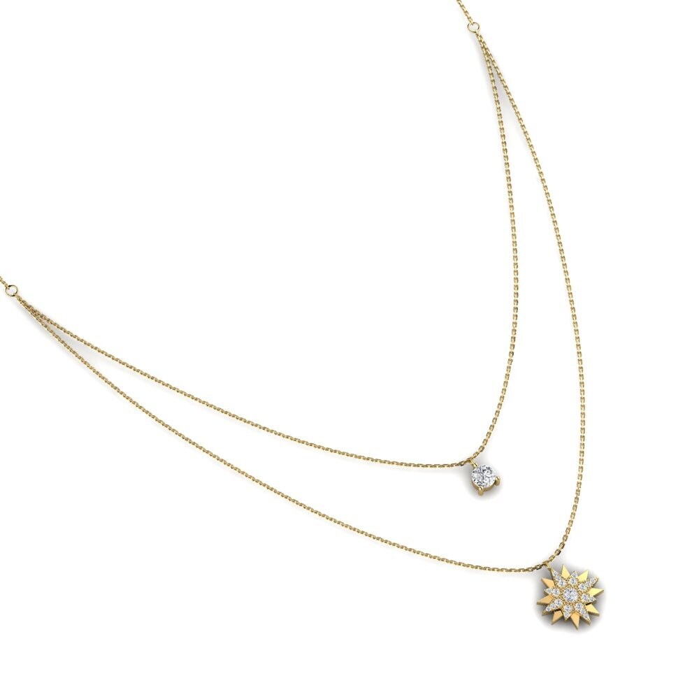 Exploding Necklace Shop Now 0.5 Carat Round cut 14ct Yellow Gold Diamond Women's Necklace ...