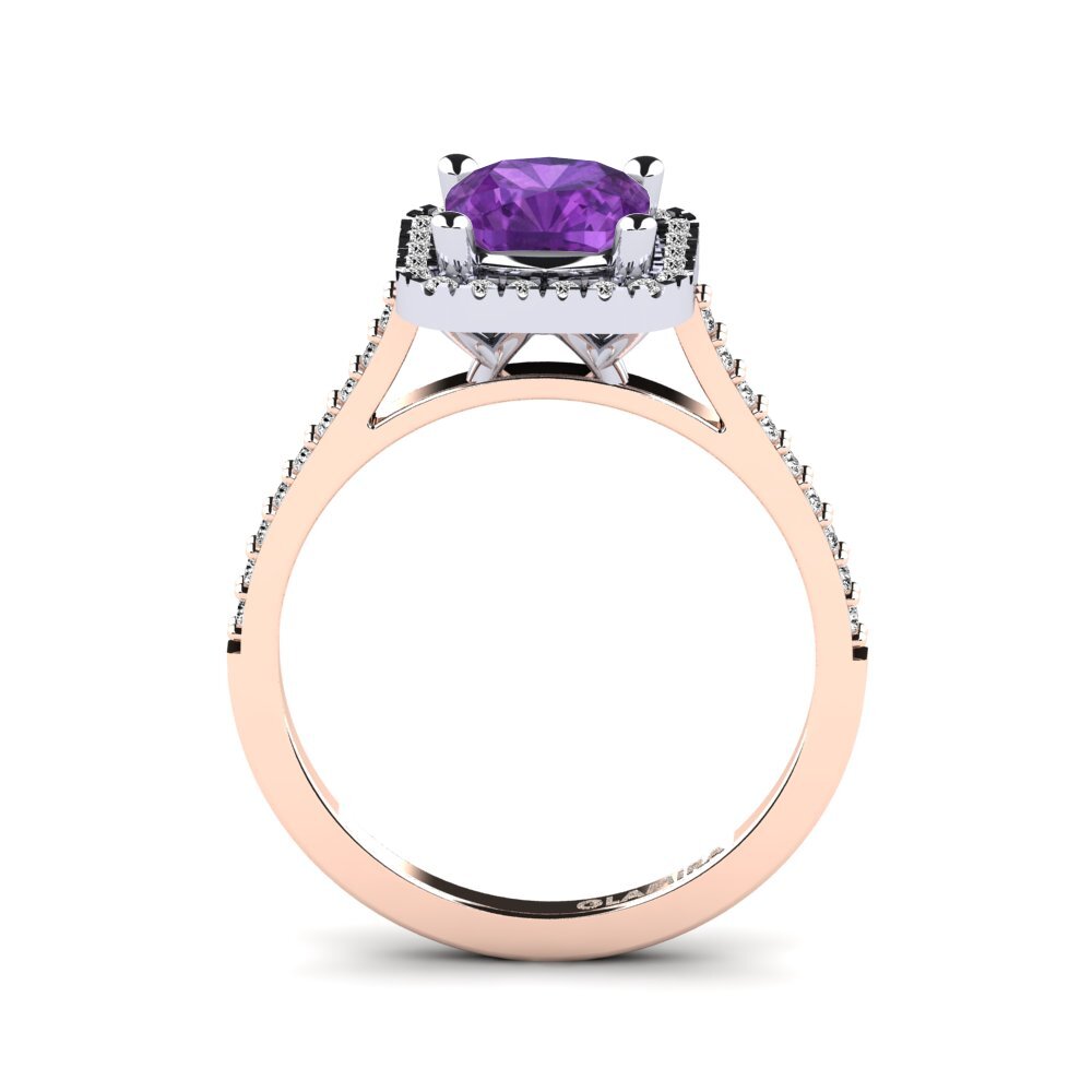 14ct Rose / White Gold Amethyst Engagement Ring Fanetta