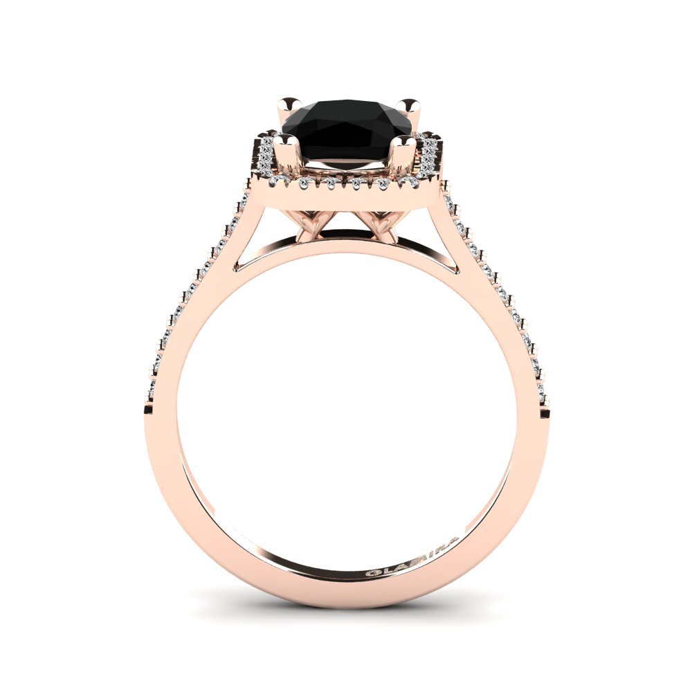 14ct Rose Gold Black Onyx Engagement Ring Fanetta