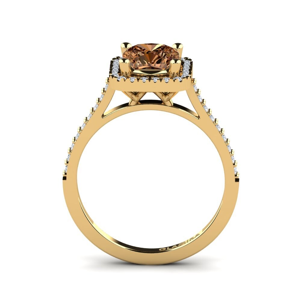 14ct Yellow Gold Brown Diamond Engagement Ring Fanetta