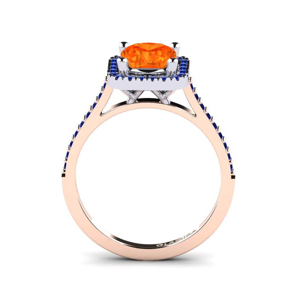14ct Rose / White Gold Fire-Opal Engagement Ring Fanetta